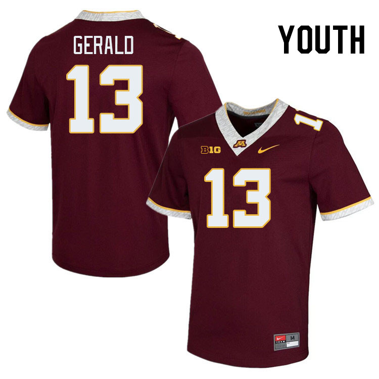 Youth #13 Mike Gerald Minnesota Golden Gophers College Football Jerseys Stitched-Maroon